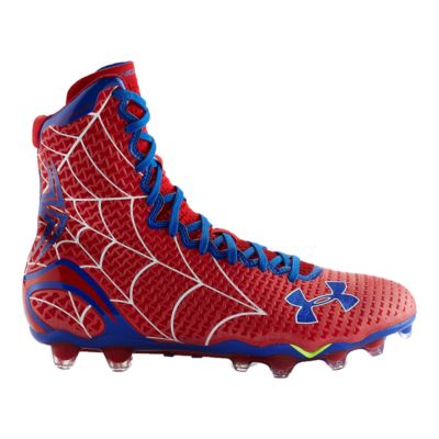 red and blue football cleats