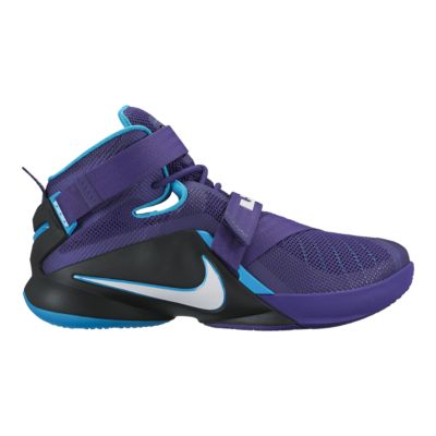 purple and blue lebrons