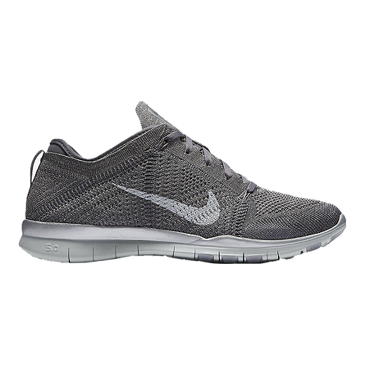 Nike Women's Free FlyKnit TR5 Metallic Training Shoes Grey Nike Women's Free FlyKnit TR5 Metallic Training Shoes Grey