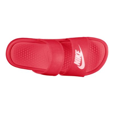 red nike duo slides