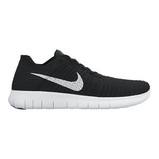 Nike Men's Free RN Flyknit 4.0 Running Shoes - Black/White Chek
