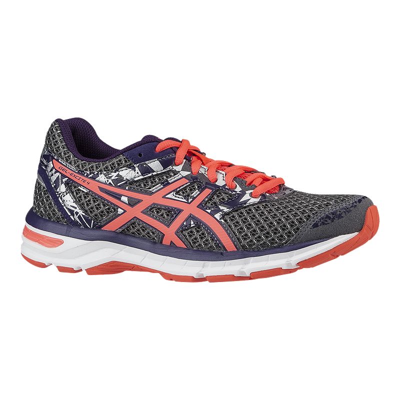 Quemar Rectángulo veneno ASICS Women's Gel Excite 4 Running Shoes - Dark Grey/Orange/Purple | Sport  Chek