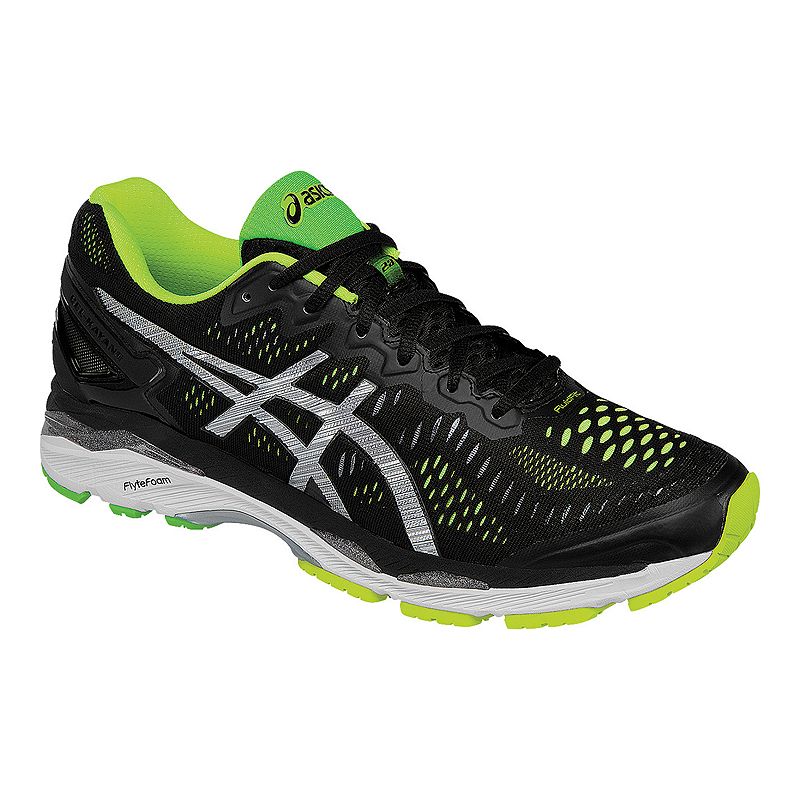 ASICS Men's Gel Kayano 23 Running Shoes - Black/Lime Green/Silver ...