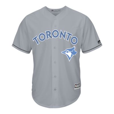 grey and blue baseball jersey