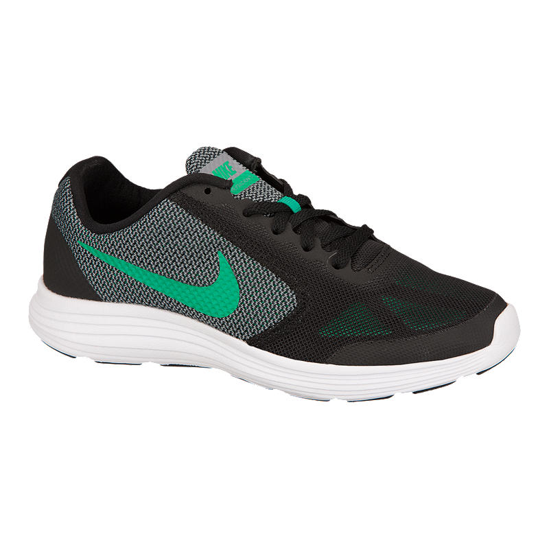 Nike Kids' Revolution 3 Grade School Running Shoes - Black/Green/Grey ...
