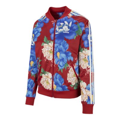 adidas red flower jacket