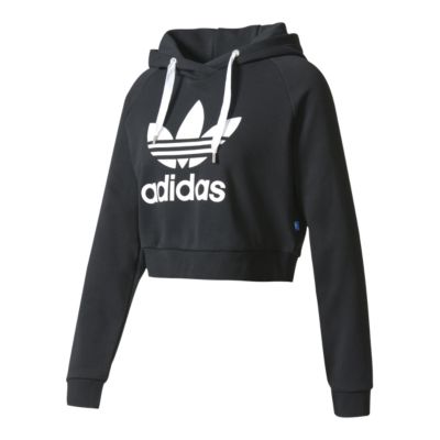 adidas women's cropped french terry hoodie