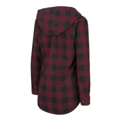 womens hooded flannel shirt jacket