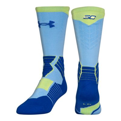 Size L Under armour Stephen Curry Basketball Crew Men's Socks Blue for sale online 