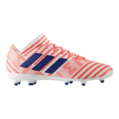 white and pink soccer cleats