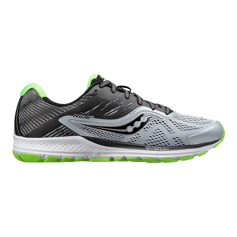 Saucony Men's Everun Ride 10 Running Shoes - Grey/Black/Green | Sport Chek