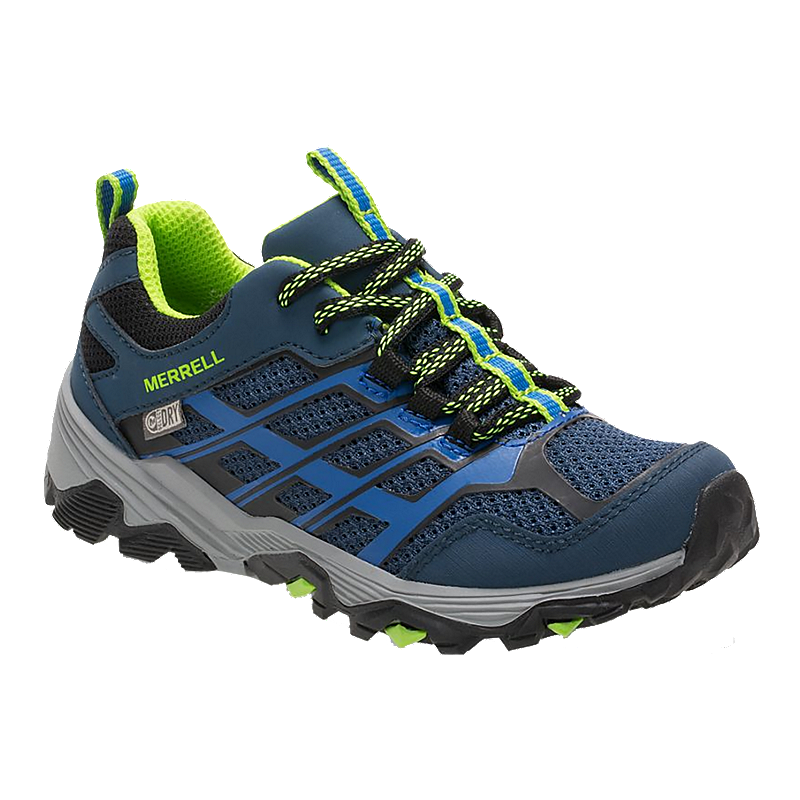 Merrell Kids' Moab FST Low Waterproof Grade School Hiking Shoes - Blue/Green | Sport Chek