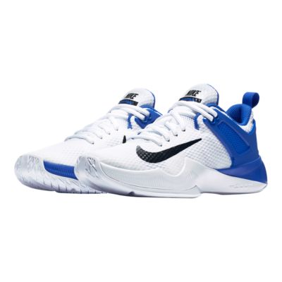 white and blue nike volleyball shoes