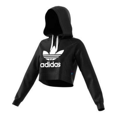 adidas originals trefoil cropped hoodie sweatshirt