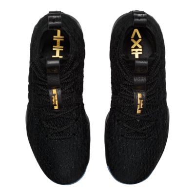 lebron shoes 15 black and gold