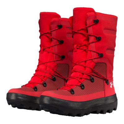 red winter boots