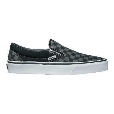 black and grey vans slip on