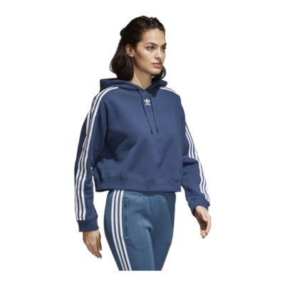 adidas cropped hoodie blue