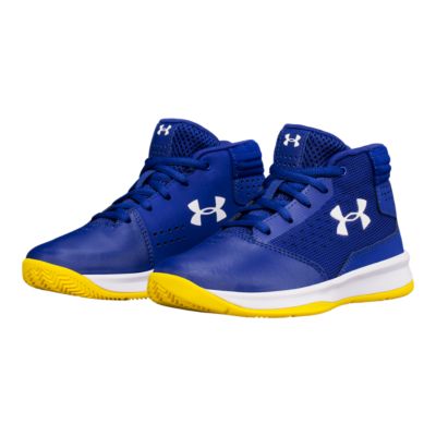 yellow and blue under armour shoes