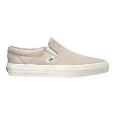 white suede slip on vans