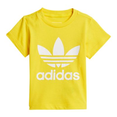 yellow and white adidas shirt