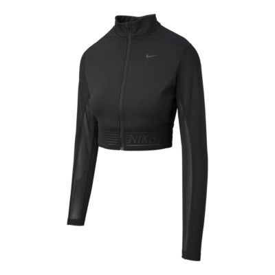 nike pro women's cropped long sleeve shirt