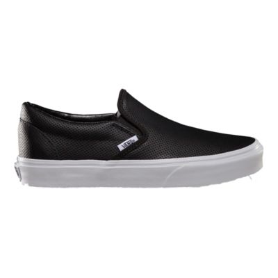 vans classic black perforated leather slip on trainers
