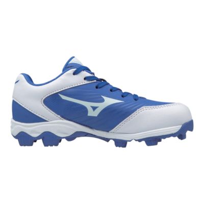 blue and white mizuno cleats