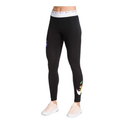 nike black hyper femme floral logo leggings