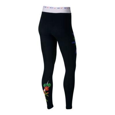 nike black hyper femme floral logo leggings