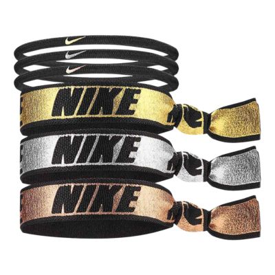 Nike Mixed Metallic Hair Ties 9 Pack Black Gold Sport Chek