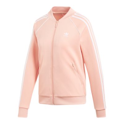 pink and white adidas track jacket