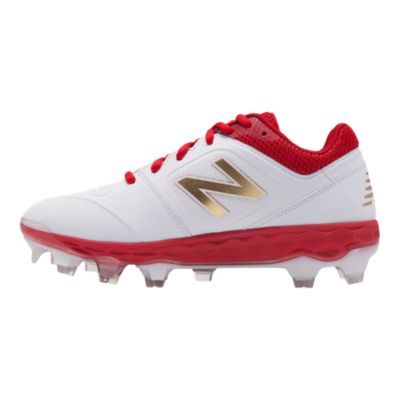 red and white new balance baseball cleats