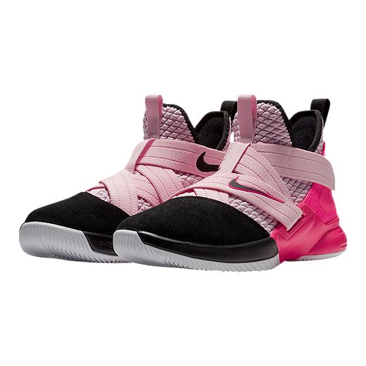 Nike Boys' Lebron Soldier XII Grade School Basketball - Pink Foam/Black/White Sport Chek