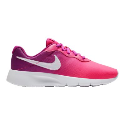 pink and purple running shoes