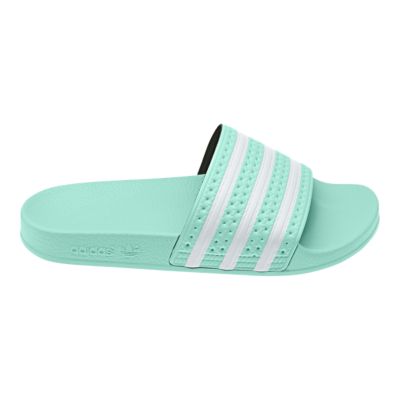 mint green adidas slides