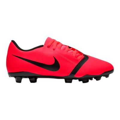 red and black soccer shoes