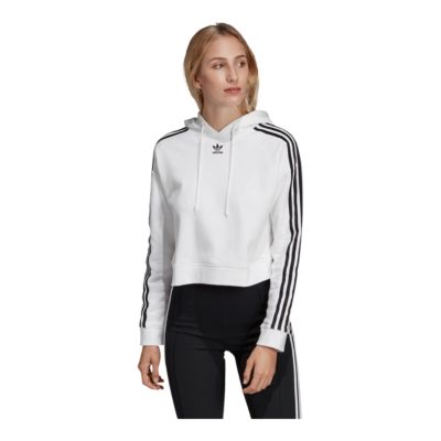 adidas 3 stripe cropped hoodie