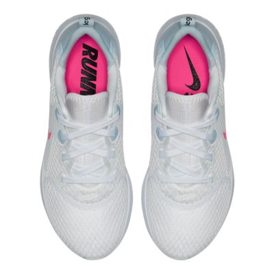 white pink and blue nike shoes
