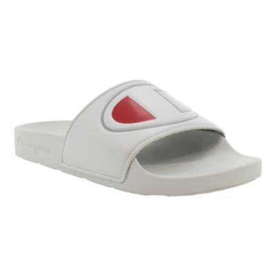 champion slides white with logo all over