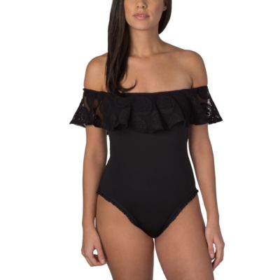 flounce bandeau one piece swimsuit