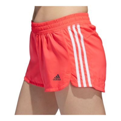 adidas 3 stripe shorts women's red