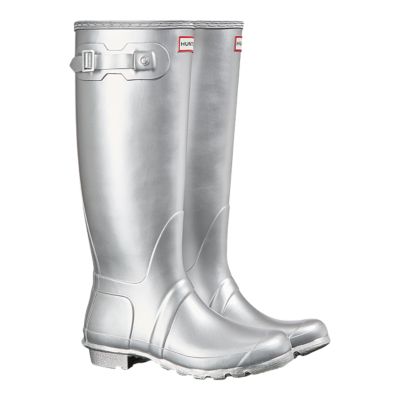 hunter silver rain boots