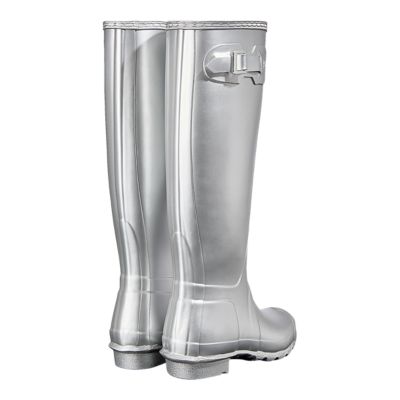 hunter rain boots silver