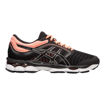 black and pink asics running shoes