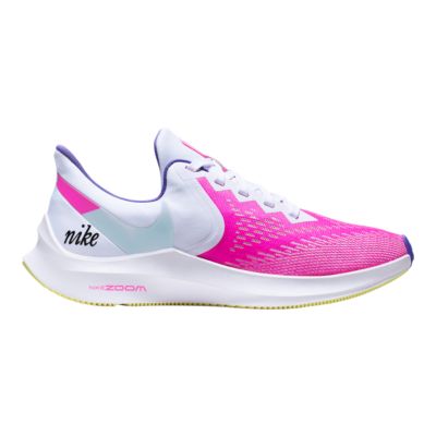 pink and purple running shoes