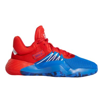 red white and blue adidas basketball shoes