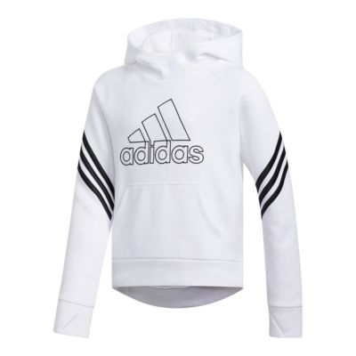 white adidas hoodie with black stripes