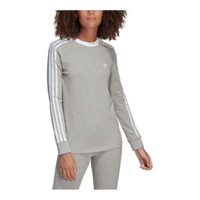 adidas 3 stripe long sleeve top womens