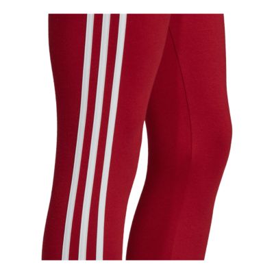 adidas red 3 stripe leggings